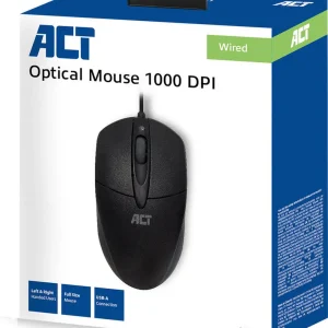 ACT AC5005 Optische Muis Bekabeld USB 1000 dpi Links- en Rechtshandig Zwart