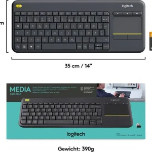 Logitech K400 Plus - Draadloos Touch Toetsenbord - QWERTY ISO - Zwart