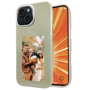 R2B iPhone 15 Hoesje met Foto - Screenprotector - E Ink Display & NFC - Stijlvol & Beschermend - Grijs