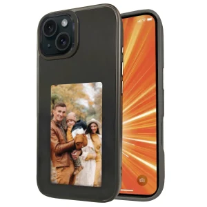 R2B iPhone 15 Hoesje met Foto - Screenprotector - E Ink Display & NFC - Stijlvol & Beschermend - Zwart