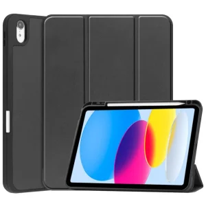Tablet hoes geschikt voor Apple iPad 11 (2025) A16 / Apple iPad 10.9 (2022) - Tri-fold hoes met Auto/Wake functie en Magnetische sluiting - Zwart