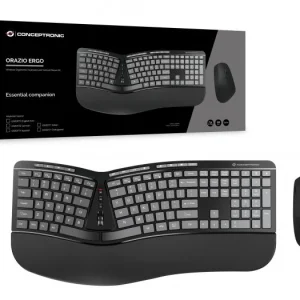 CONCEPTRONIC Wireless Keyboard+Mouse,ergo,Layout US zwart
