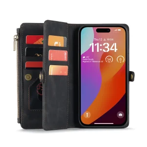 DECA | Portemonnee Book Case met Extra Vakken | Charcoal Gray