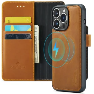 Snap Leather+ | MagSafe-Compatibel Leren 2-in-1 Bookcase | Sienna Brown