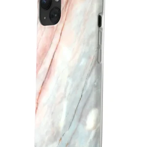 R2B iPhone 14 Marmerlook Hoesje - Screenprotector - Stijlvol & Stevig - Roze/Grijs/Blauw