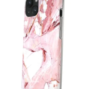 R2B iPhone 13 Marmerlook Hoesje - Screenprotector - Stijlvol & Stevig - Roze/Wit/Oranje